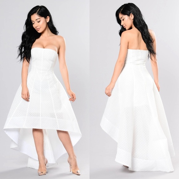 Fashion Nova White High Low Strapless Tube Dress size Large - Picture 1 of 8
